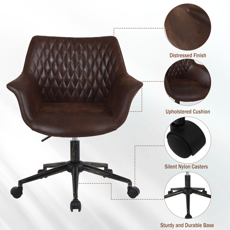 Distressed leather office online chair